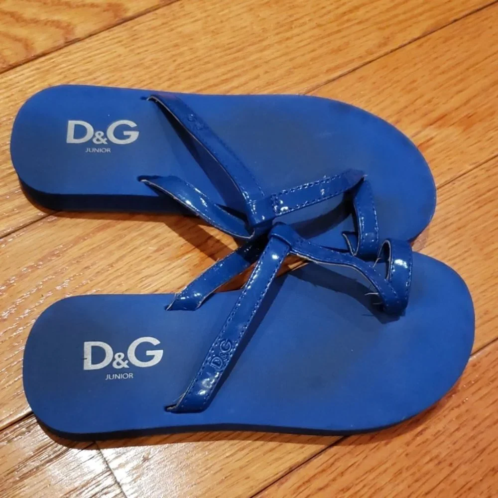 DOLCE & GABBANA JUNIOR BLUE FLIP FLOPS SIZE 10